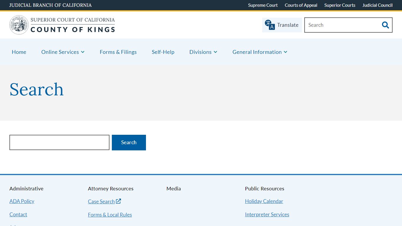 Search | Superior Court of California | County of Kings