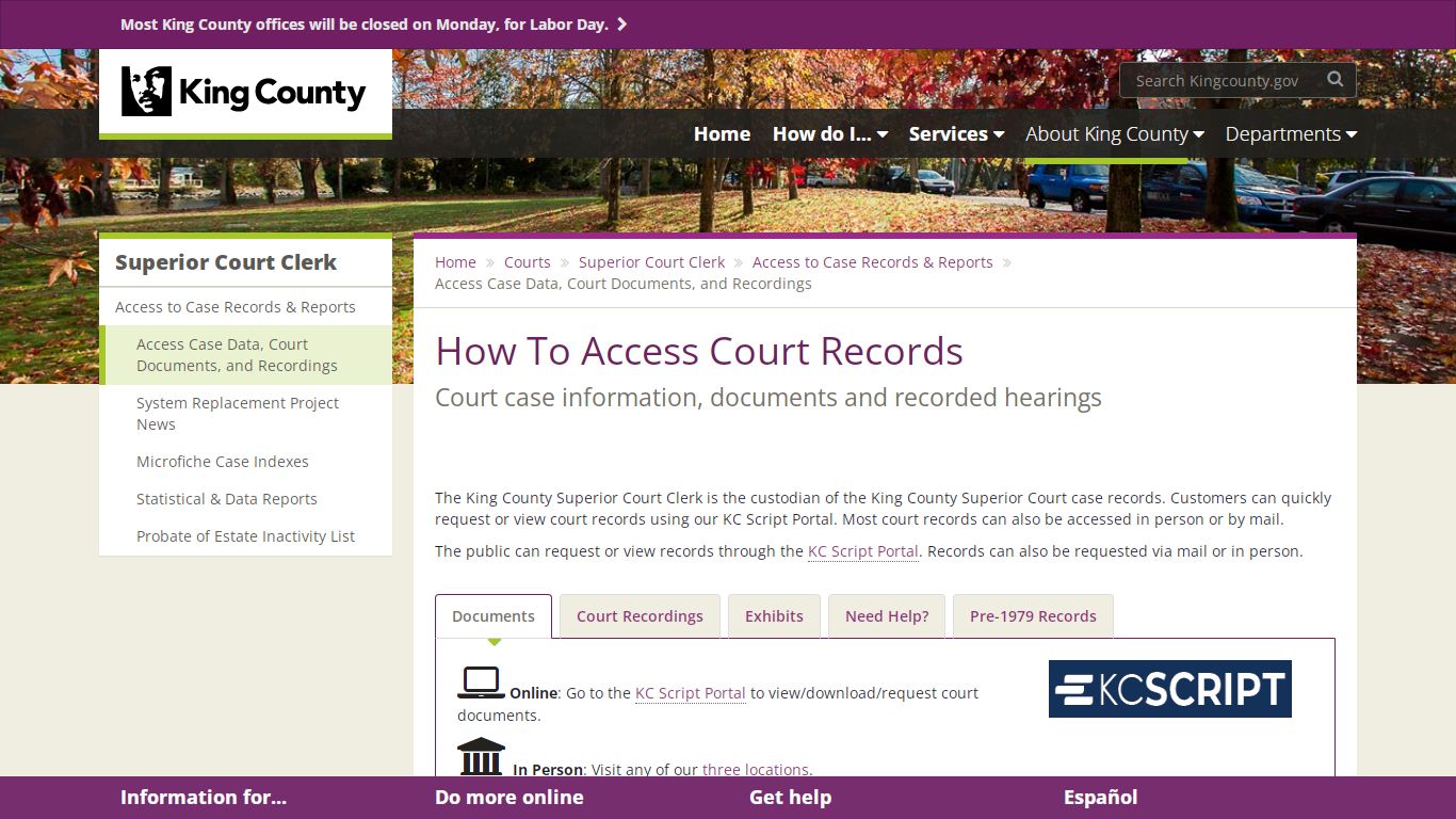 How To Access Court Records - King County