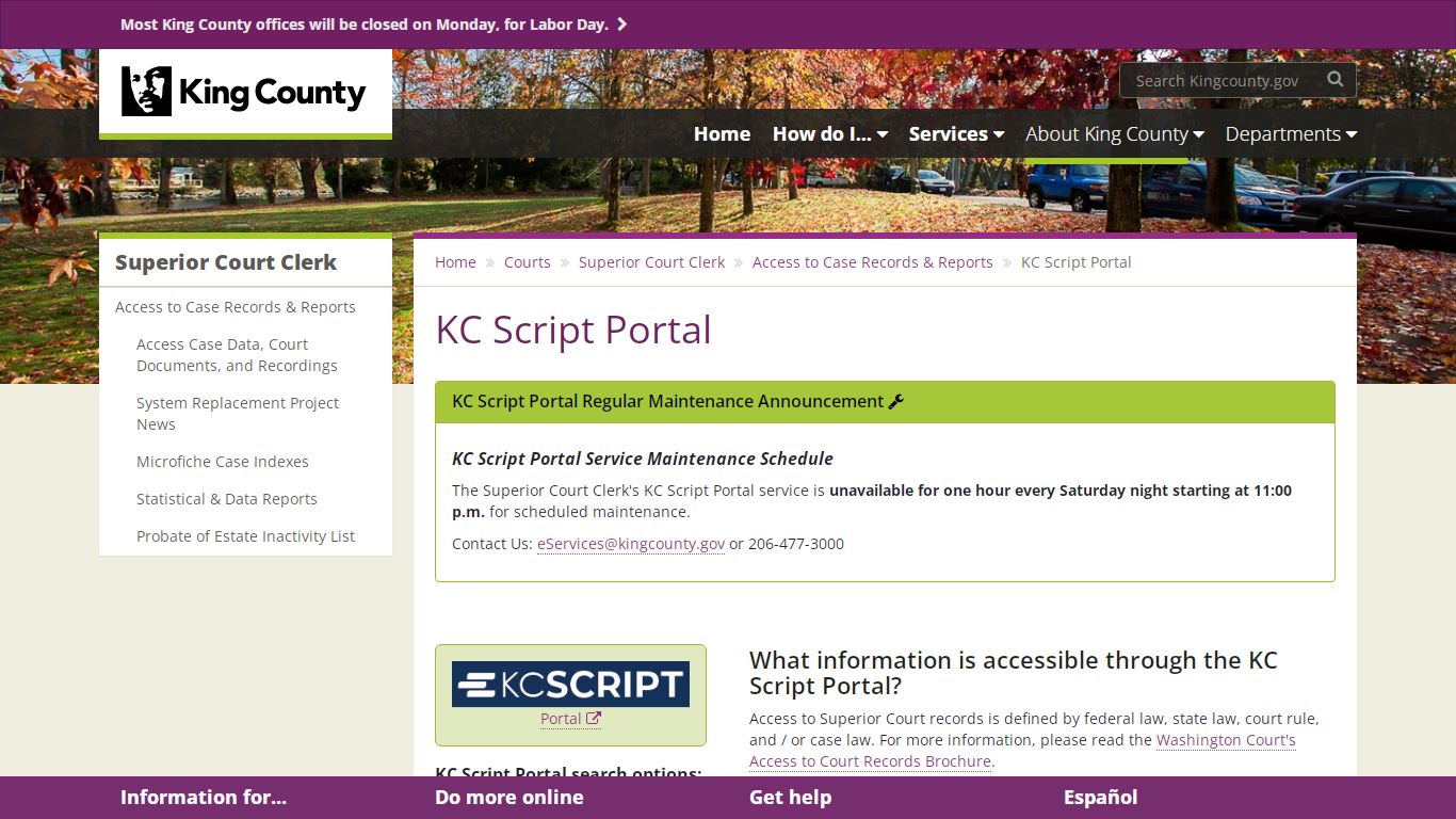 KC Script Portal - King County - King County, Washington